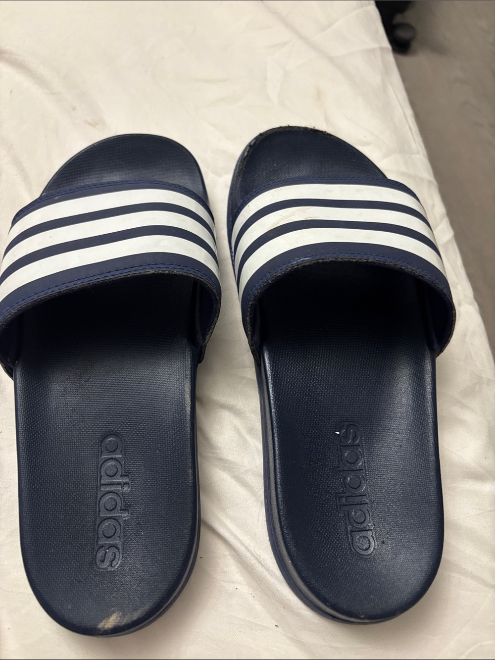 adidas Navy and White Youth Slide Sandals